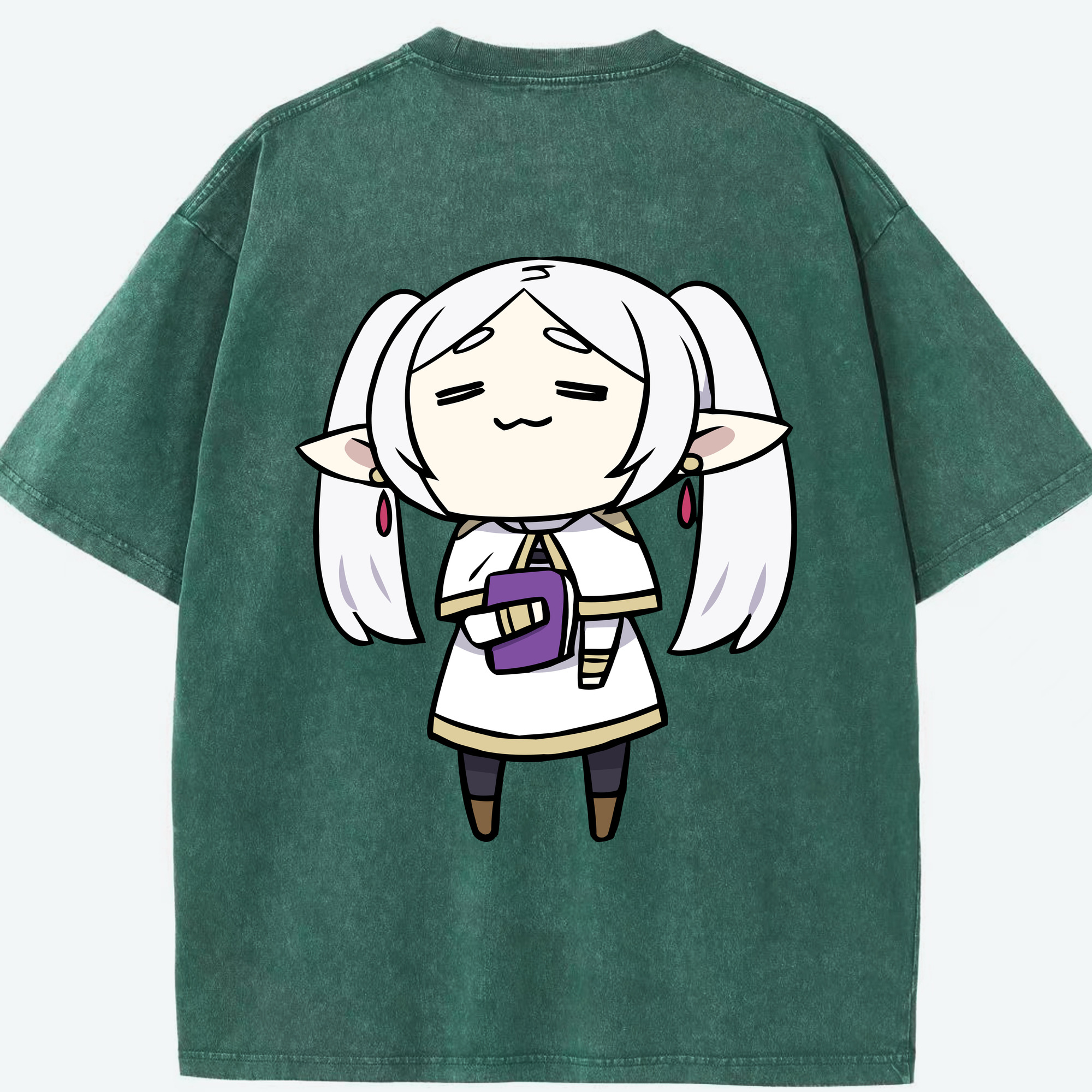 （画像用） 葬送のフリーレン Frieren 綿100% ヴィンテージ風 半袖Tシャツ（背面プリント）